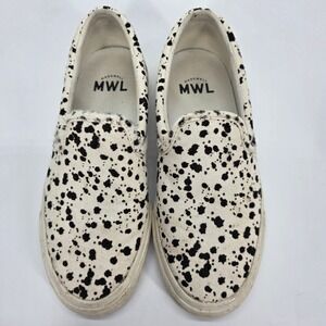 Madewell MWL Sidewalk Slip On Sneaker 7M Spotted White Black Calf Hair Fur MC706